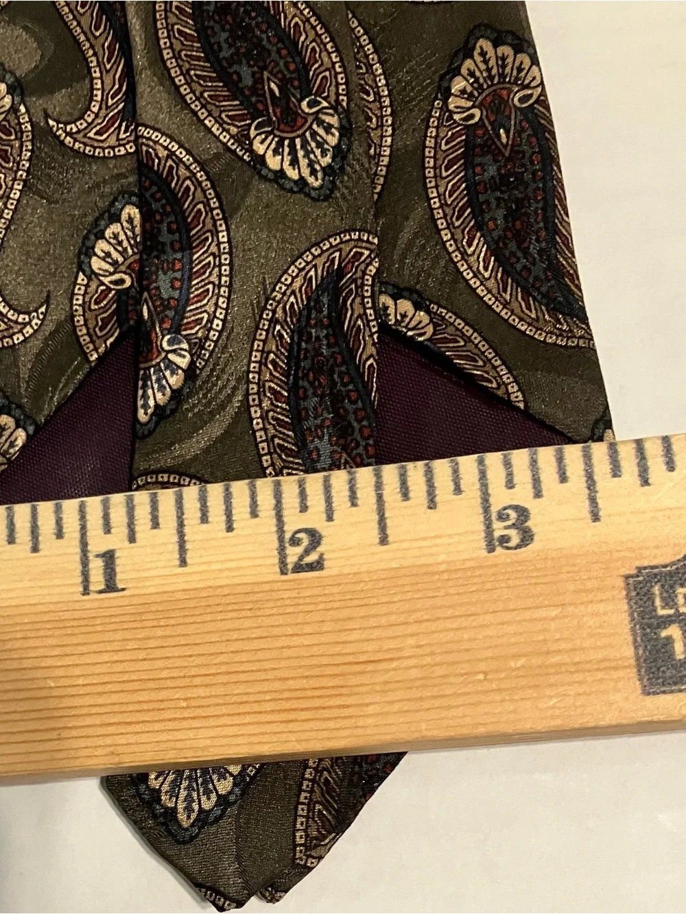 Boston Traders Olive Paisley Silk Tie with Brown and Cream Accents